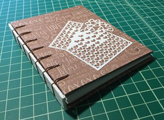 The interesting part is there is no glue in the actual binding. The front and back cover boards are 'sewn' to the spine and then the five signatures making up the book are 'sewn' to the stitches that hold the front, back and spine together making up a book with 40 actual pages that lay flat when opened.
